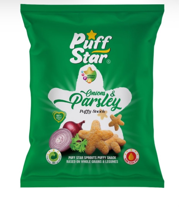 اسنک پف استار چهارجوانه با طعم پیاز و جعفری