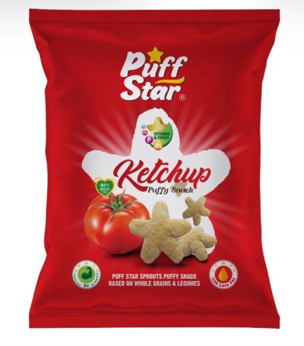 اسنک چهار جوانه پف استار با طعم کچاپ